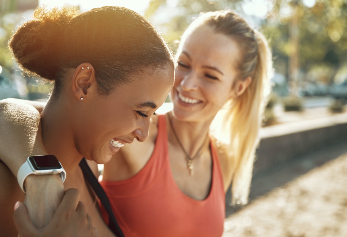 Friends working out together