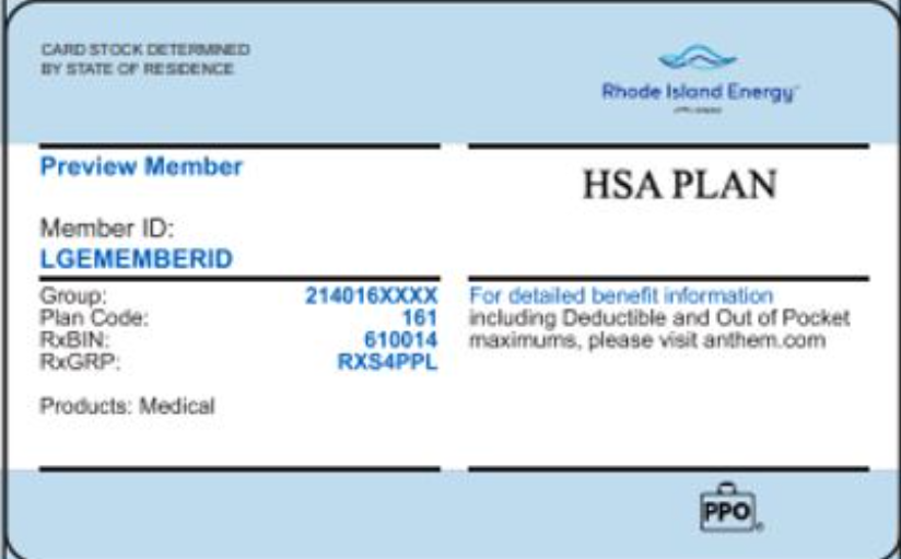 Rhode Island Energy HSA card sample