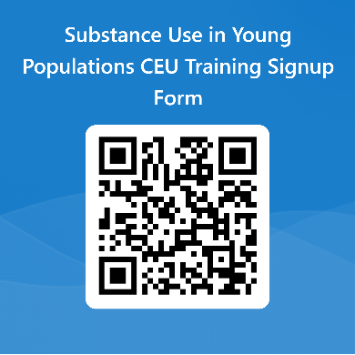 A qr code on a blue background Description automatically generated