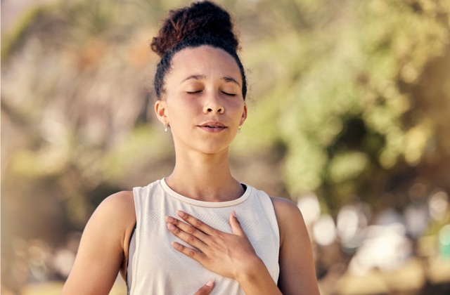 Photo of woman practicing mindfulness