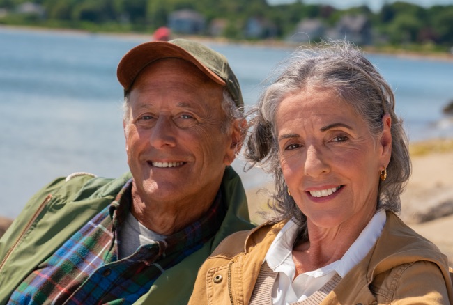 Couple fishing at the beach