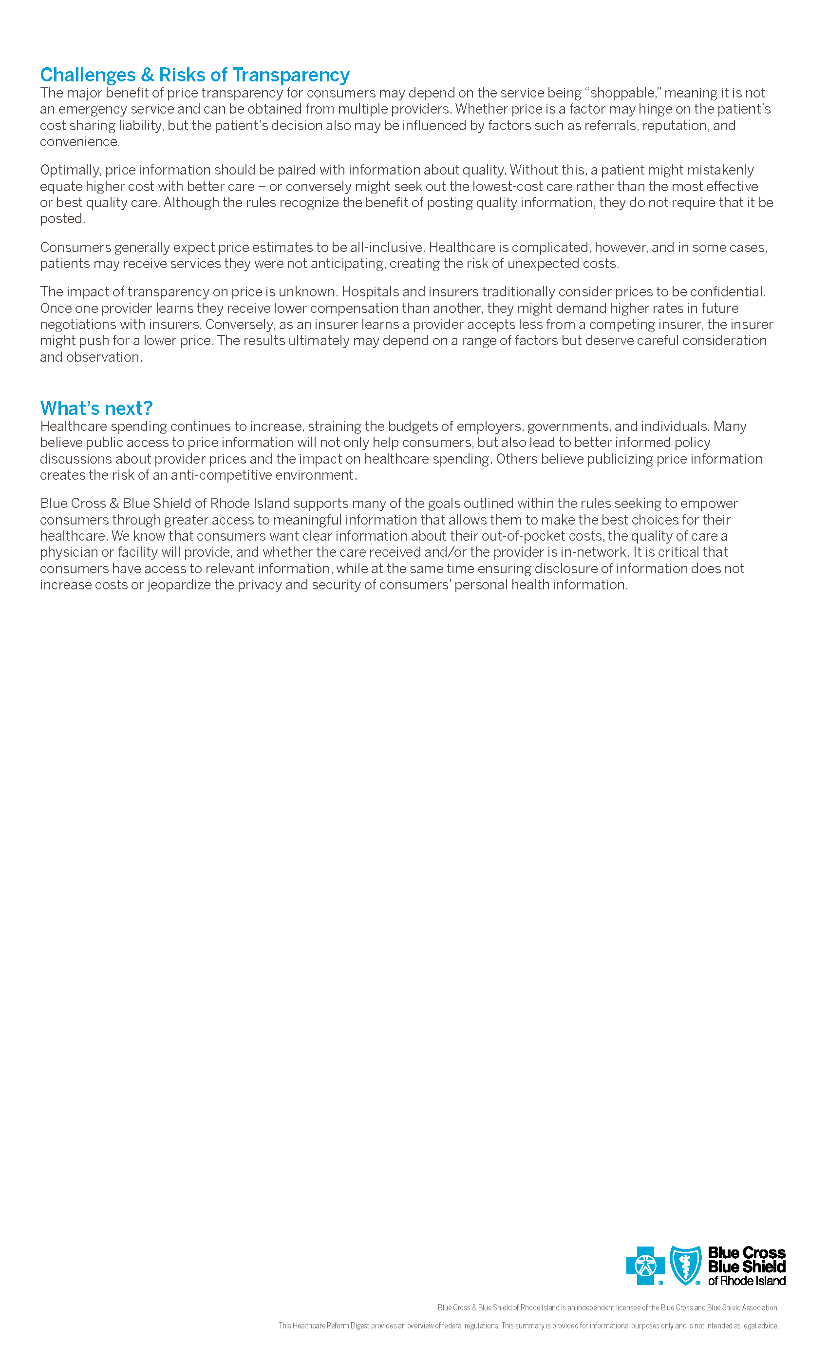 Healthcare Reform Digest: Hospital & Insurer Price Transparency page 2