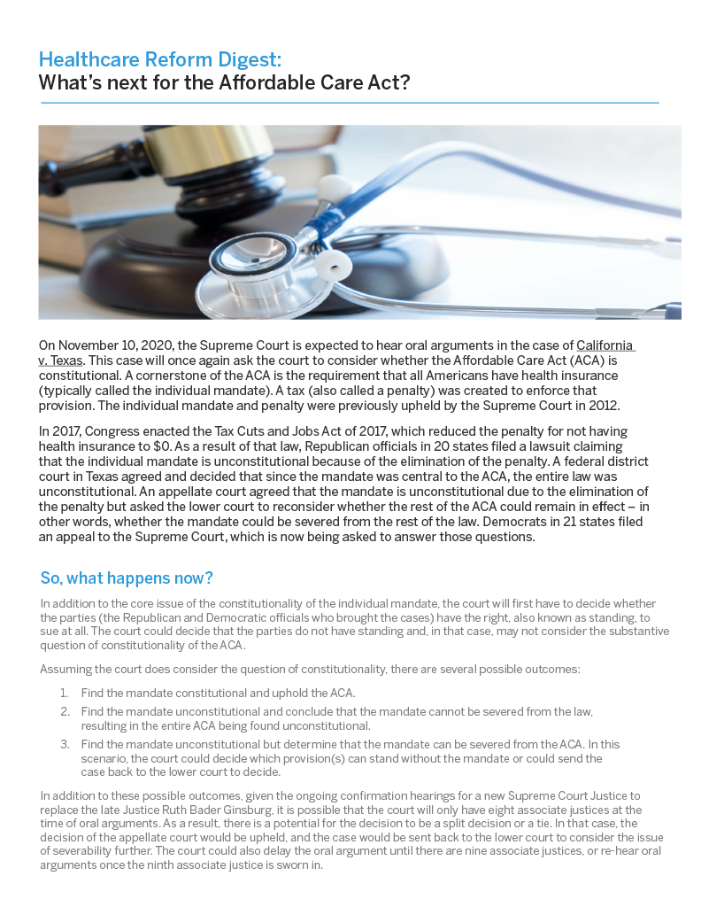 Healthcare Reform Digest page 1