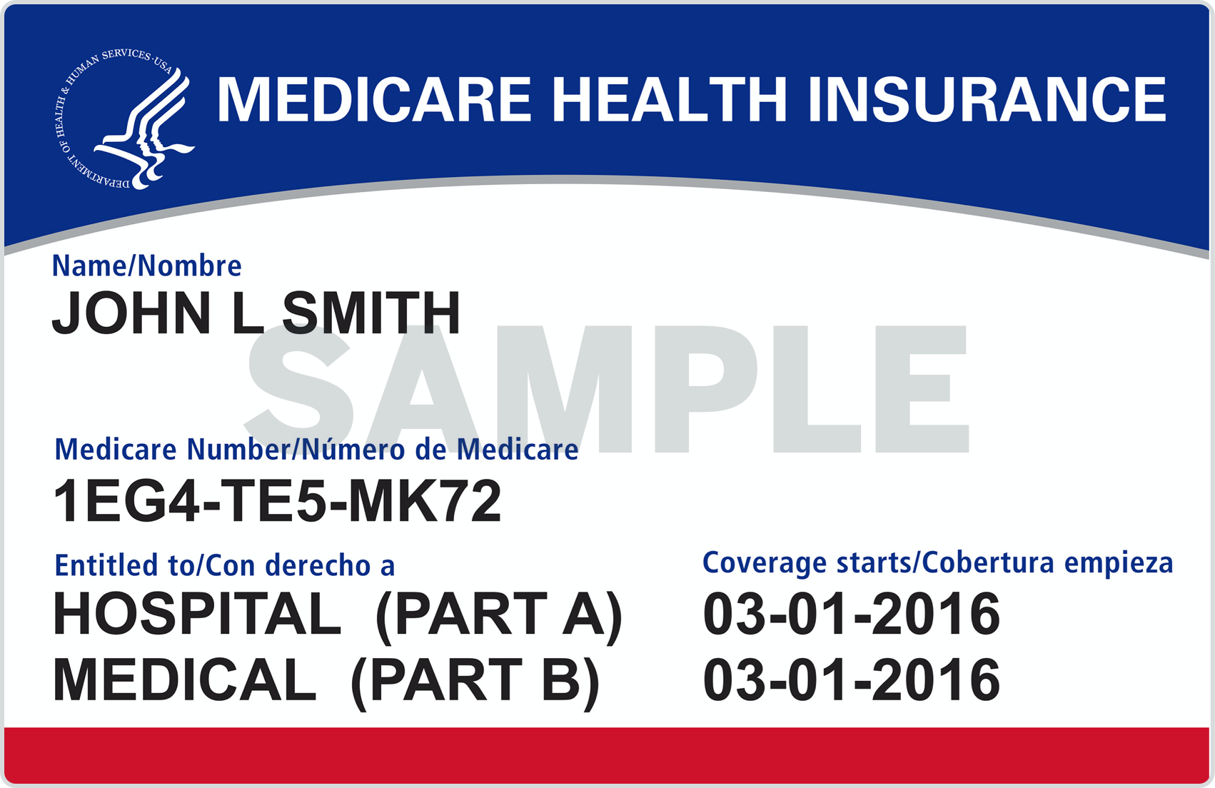 imagem de exemplo do cartão de identificação Medicare