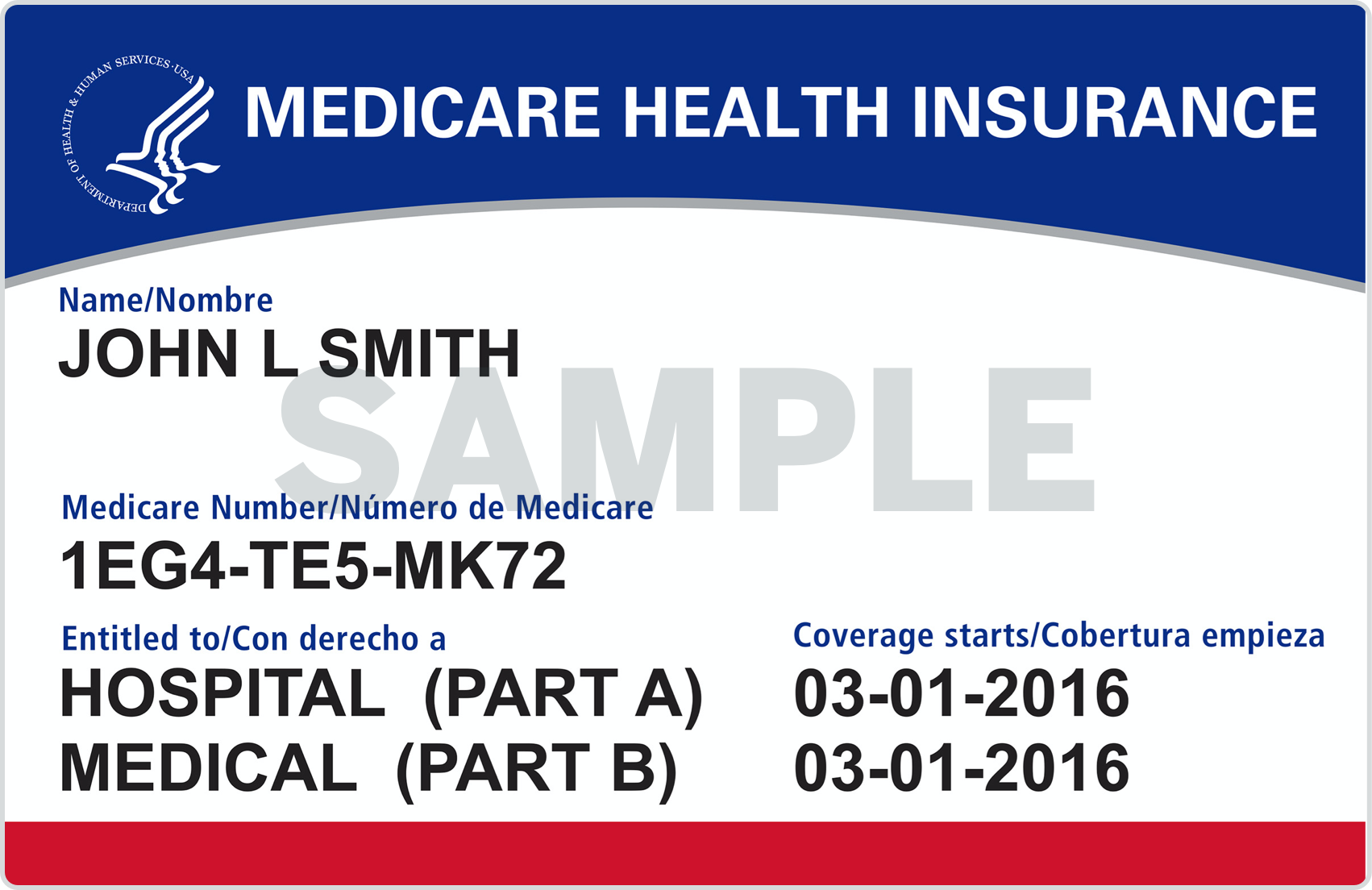 imagen de muestra de la tarjeta de identificación de Medicare