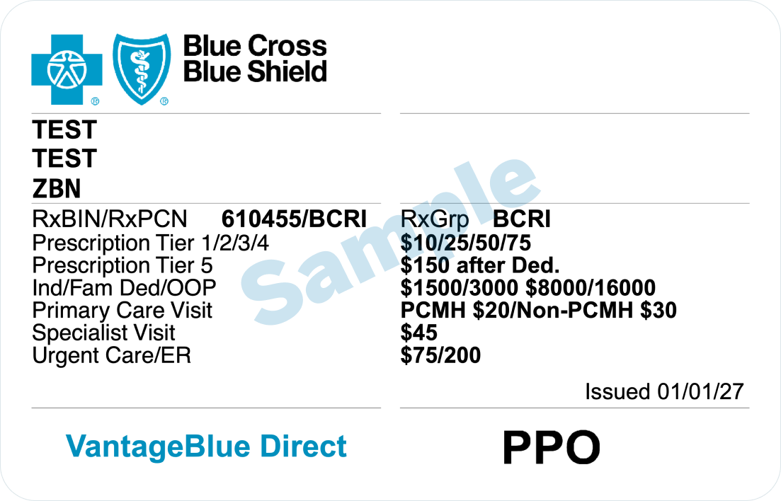 BCBSRI member ID card example