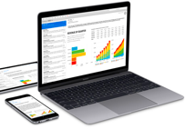 a laptop, tablet and phone